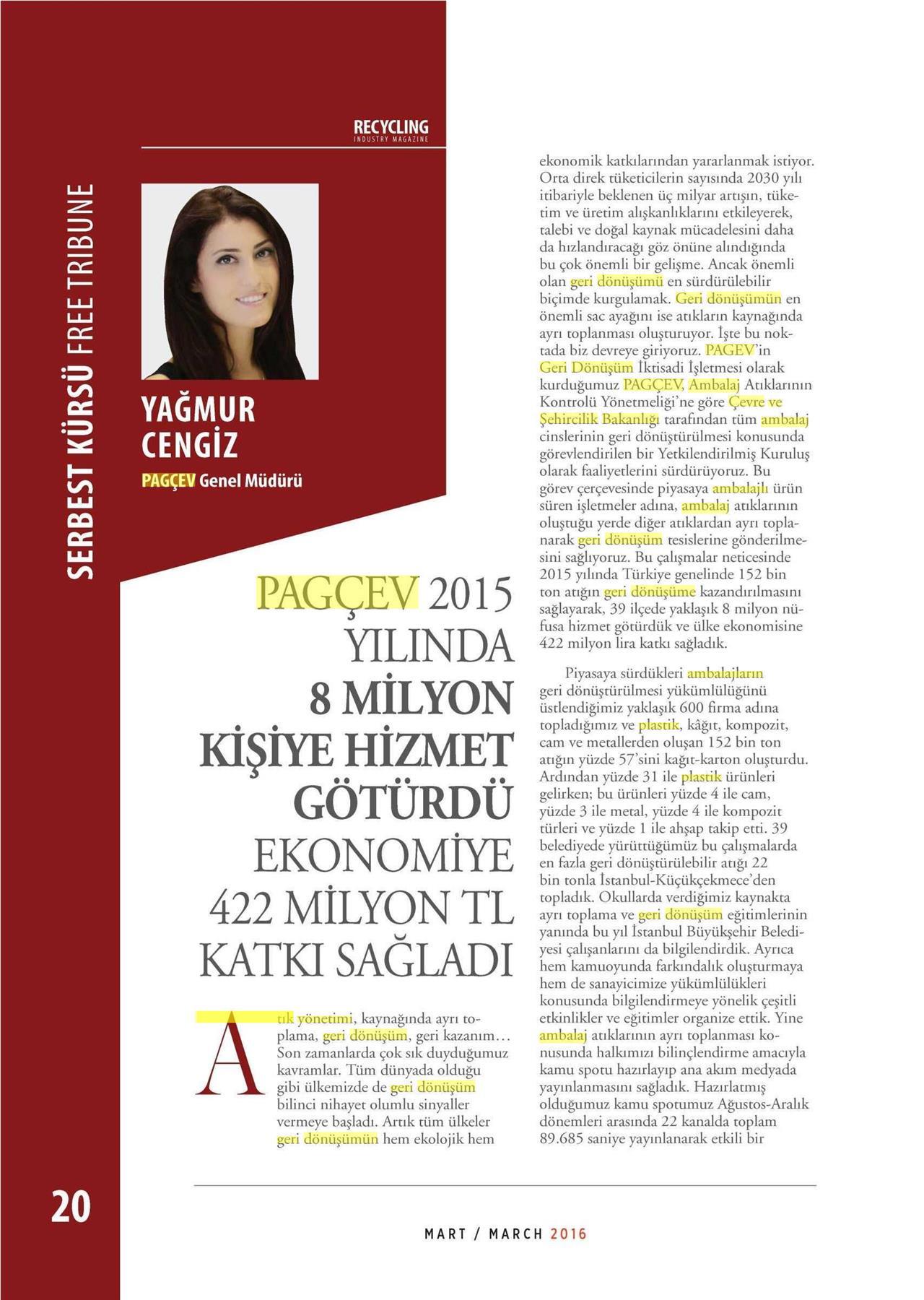 PAGÇEV 2015 Yılında 8 Milyon Kişiye Hizmet Götürdü, Ekonomiye 422 Milyon TL Katkı Sağladı
